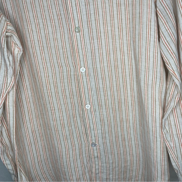 Kiton Mens Tan Striped 100% Linen Button Down Shirt Size 41 - Picture 3 of 10